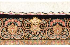 Tappeto Ghom Seta Geometrico Nero Beige 82x118 Cm