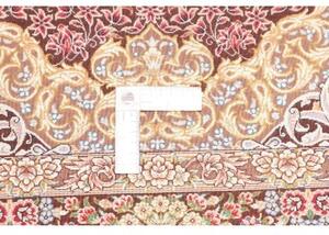 Tappeto Ghom Seta Medaglione Floreale Bordeaux Oro 103x148 Cm
