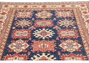 Tappeto Kazak Fine Geometrico Blu Avorio 172x247 Cm