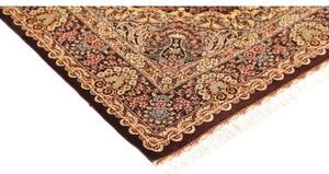 Tappeto Ghom Seta Medaglione Floreale Bordeaux Oro 103x148 Cm
