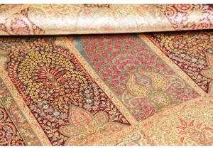 Tappeto Ghom Seta Stilizzato Rosso Scuro Beige 103x157 Cm