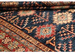 Tappeto Kazak Fine Stilizzato Blu Scuro Rosso 153x198 Cm