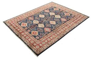 Tappeto Kazak Fine Stilizzato Blu Scuro Rosso 153x198 Cm