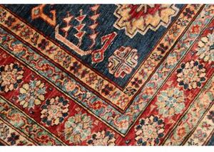 Tappeto Kazak Fine Stilizzato Blu Scuro Rosso 153x198 Cm