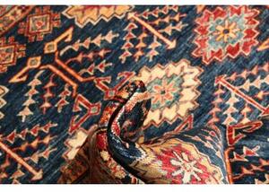 Tappeto Kazak Fine Stilizzato Blu Scuro Rosso 153x198 Cm