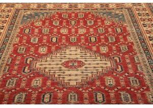 Tappeto Kazak Fine Stilizzato Rosso Mattone Blu 204x308 Cm