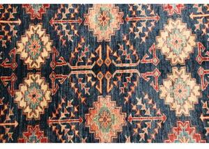 Tappeto Kazak Fine Stilizzato Blu Scuro Rosso 153x198 Cm