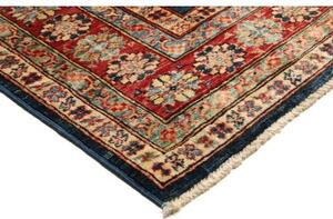 Tappeto Kazak Fine Stilizzato Blu Scuro Rosso 153x198 Cm