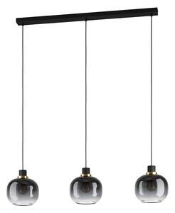 Lampadario Contemporaneo Oilella 3 Luci Acciaio Nero E Ottone Diffusore Nero