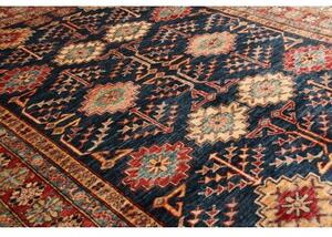 Tappeto Kazak Fine Stilizzato Blu Scuro Rosso 153x198 Cm