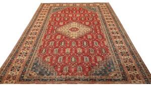 Tappeto Kazak Fine Stilizzato Rosso Mattone Blu 204x308 Cm