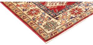 Tappeto Kazak Fine Stilizzato Rosso Scuro Beige Corsia 154x389 Cm