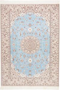 Tappeto Nain 6la Medaglione Floreale Azzurro Avorio 160x222 Cm