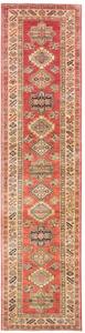 Tappeto Kazak Fine Geometrico Rosso Beige Corsia 76x319 Cm