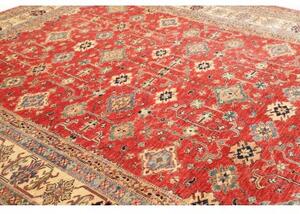 Tappeto Kazak Fine Stilizzato Rosso Avorio 278x354 Cm