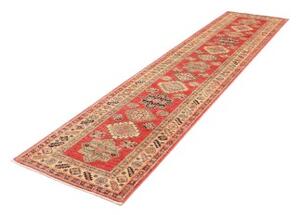 Tappeto Kazak Fine Geometrico Rosso Beige Corsia 76x319 Cm