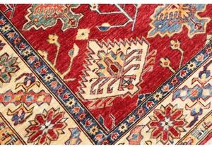 Tappeto Kazak Fine Stilizzato Rosso Scuro Beige Corsia 154x389 Cm