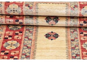 Tappeto Kazak Fine Geometrico Beige Rosso Corsia 74x199 Cm