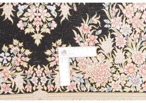 Tappeto Ghom Seta Medaglione Floreale Nero Beige 84x123 Cm