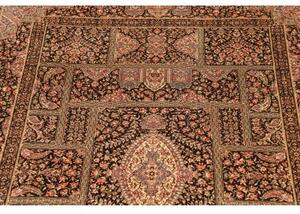 Tappeto Ghom Seta Patchwork Marrone Scuro Beige 104x156 Cm