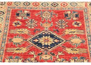 Tappeto Kazak Fine Stilizzato Rosso Blu Scuro Corsia 78x300 Cm