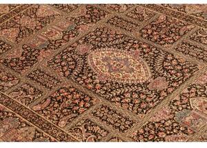 Tappeto Ghom Seta Patchwork Marrone Scuro Beige 104x156 Cm