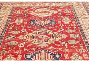 Tappeto Kazak Fine Geometrico Rosso Beige 202x290 Cm