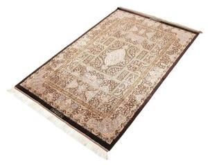Tappeto Ghom Seta Patchwork Marrone Scuro Beige 104x156 Cm