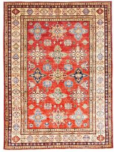 Tappeto Kazak Fine Geometrico Rosso Beige 153x207 Cm