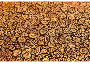 Tappeto Ghom Seta Floreale Nero Beige 135x203 Cm