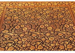 Tappeto Ghom Seta Floreale Nero Beige 135x203 Cm