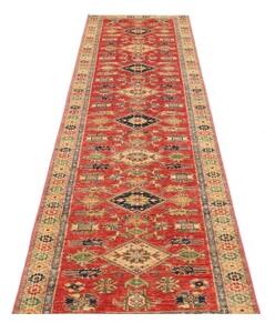 Tappeto Kazak Fine Stilizzato Rosso Blu Scuro Corsia 79x307 Cm