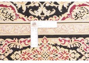 Tappeto Ghom Seta Medaglione Floreale Nero Beige 100x152 Cm