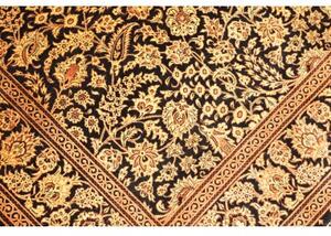 Tappeto Ghom Seta Floreale Nero Beige 135x203 Cm