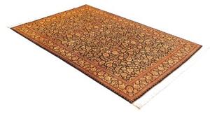 Tappeto Ghom Seta Floreale Nero Beige 135x203 Cm