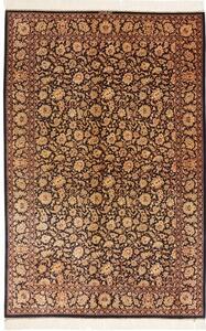 Tappeto Ghom Seta Floreale Nero Beige 130x198 Cm