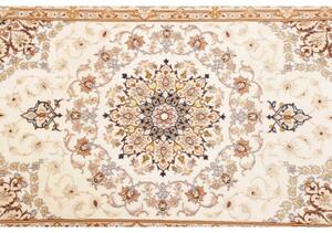 Tappeto Isfahan Medaglione Floreale Avorio Marrone Corsia 87x398 Cm