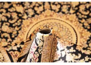 Tappeto Ghom Seta Medaglione Floreale Nero Beige 100x152 Cm