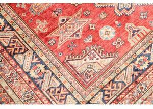 Tappeto Kazak Fine Geometrico Rosso Blu 187x265 Cm