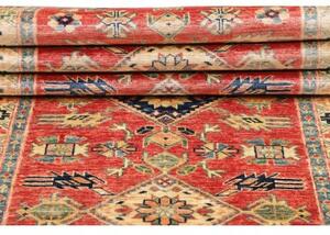 Tappeto Kazak Fine Stilizzato Rosso Blu Scuro Corsia 79x307 Cm