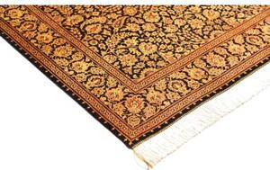 Tappeto Ghom Seta Floreale Nero Beige 135x203 Cm