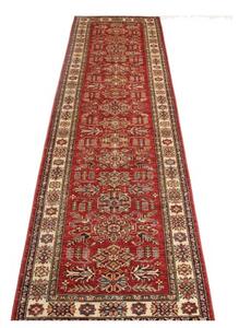 Tappeto Kazak Fine Stilizzato Rosso Avorio Corsia 80x294 Cm