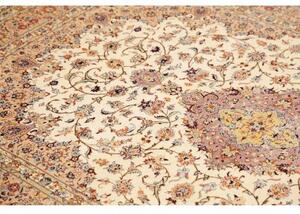 Tappeto Ghom Seta Medaglione Floreale Avorio Rosa 138x200 Cm