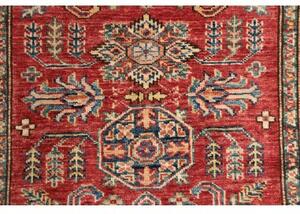 Tappeto Kazak Fine Stilizzato Rosso Avorio Corsia 80x294 Cm