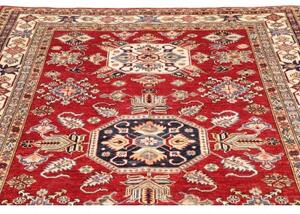 Tappeto Kazak Fine Stilizzato Rosso Avorio 170x243 Cm