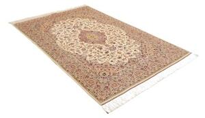 Tappeto Ghom Seta Medaglione Floreale Avorio Rosa 138x200 Cm