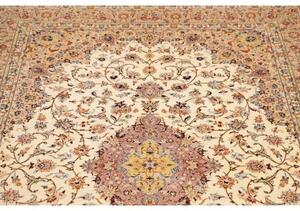 Tappeto Ghom Seta Medaglione Floreale Avorio Rosa 138x200 Cm