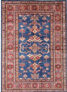 Tappeto Kazak Fine Stilizzato Blu Rosso 100x143 Cm