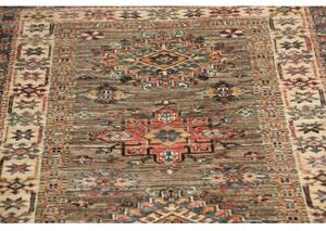 Tappeto Kazak Fine Stilizzato Grigio Tortora Beige Corsia 80x243 Cm