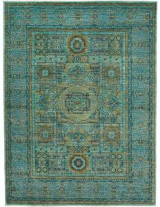 Tappeto Kairo Geometrico Verde Petrolio Ocra 149x199 Cm